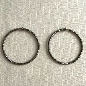 Chrome Sparkle Clip-On Hoops